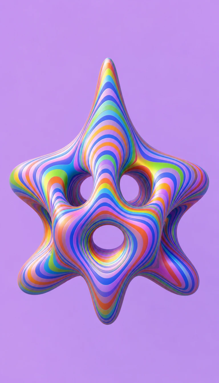 Colorful abstract alien form on a soft pastel background