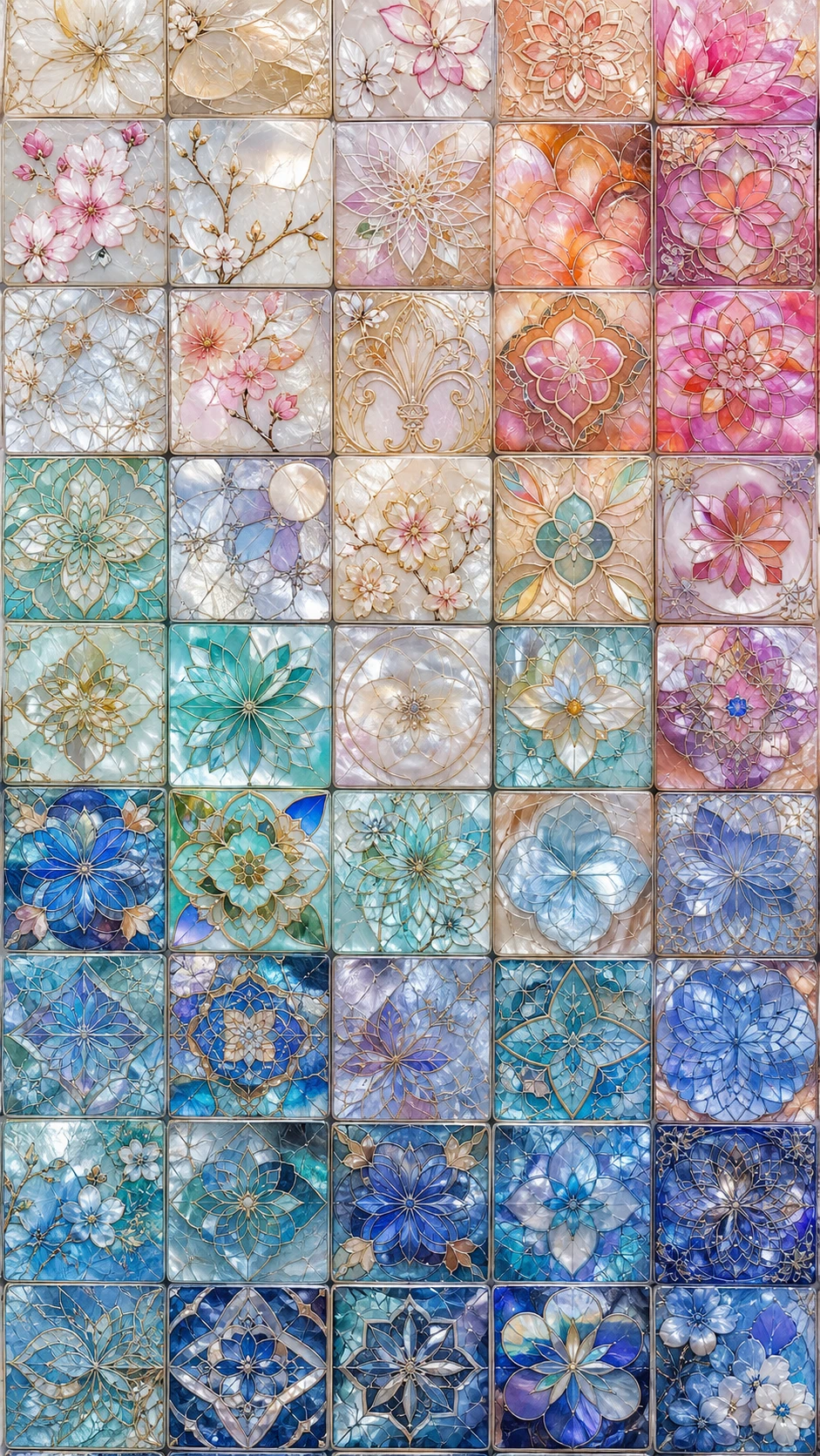 Primer plano de intrincados azulejos de mosaico oriental cuadrados