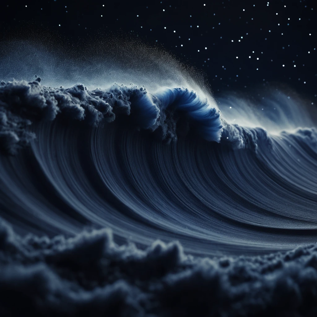 Extreme close up of dust wave like a starry night sky