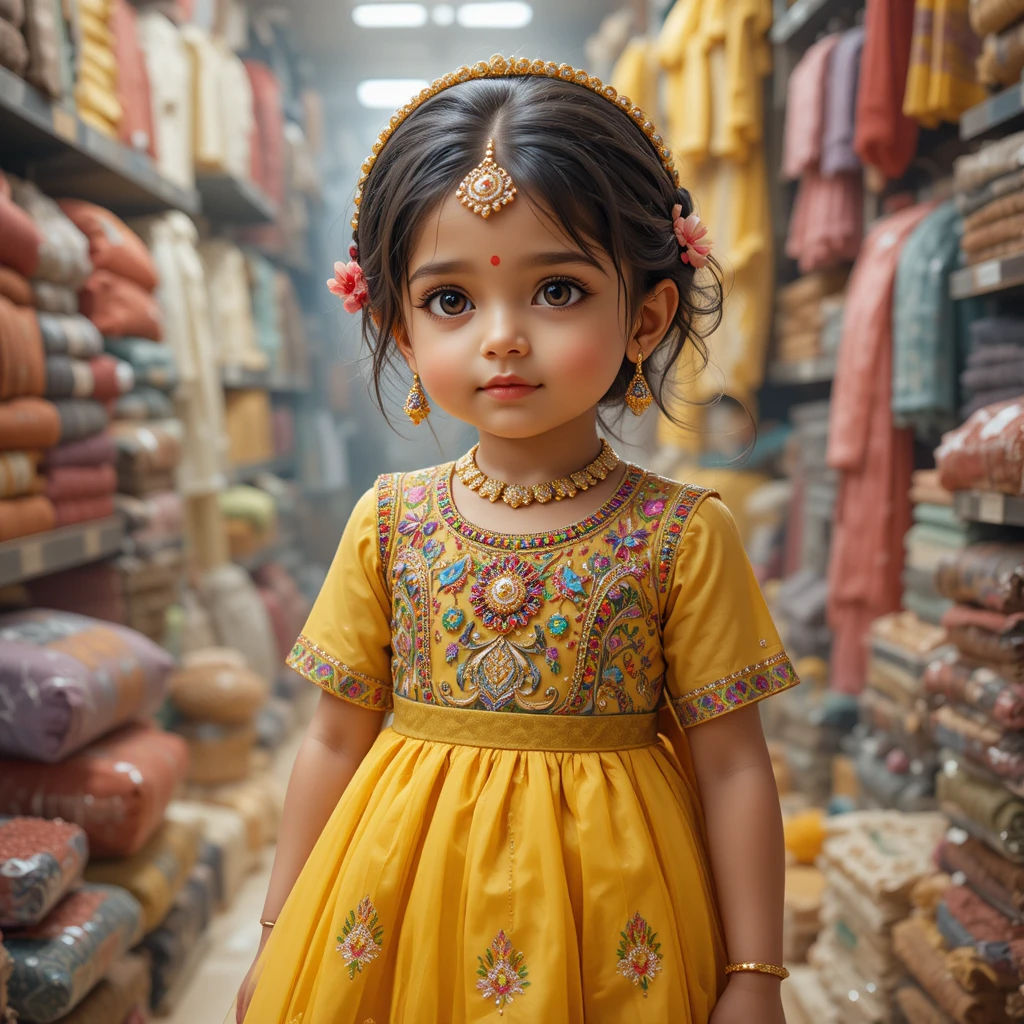 Young boy walking with his mother to a busy market