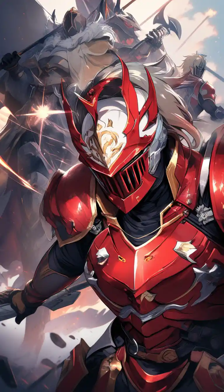 Battle hardened male knight singing in a forest