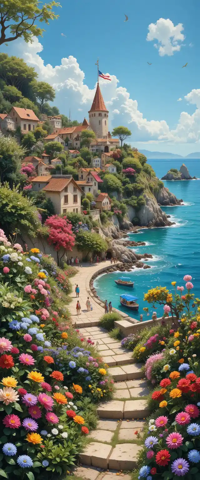 Whimsical Summer Claymation Village By The Ocean