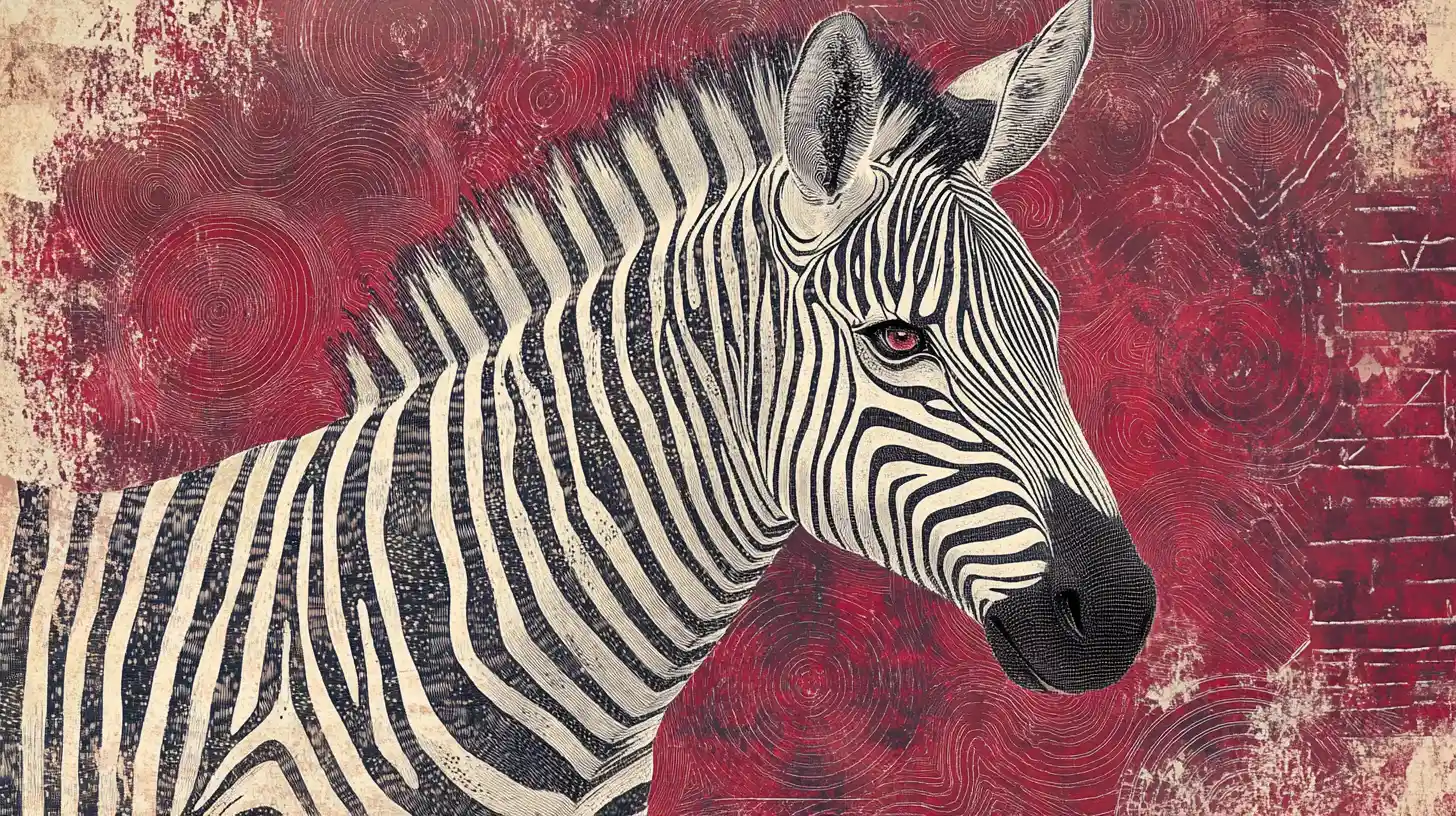 Surreal zebra with stripes morphing into abstract mathematical forms
