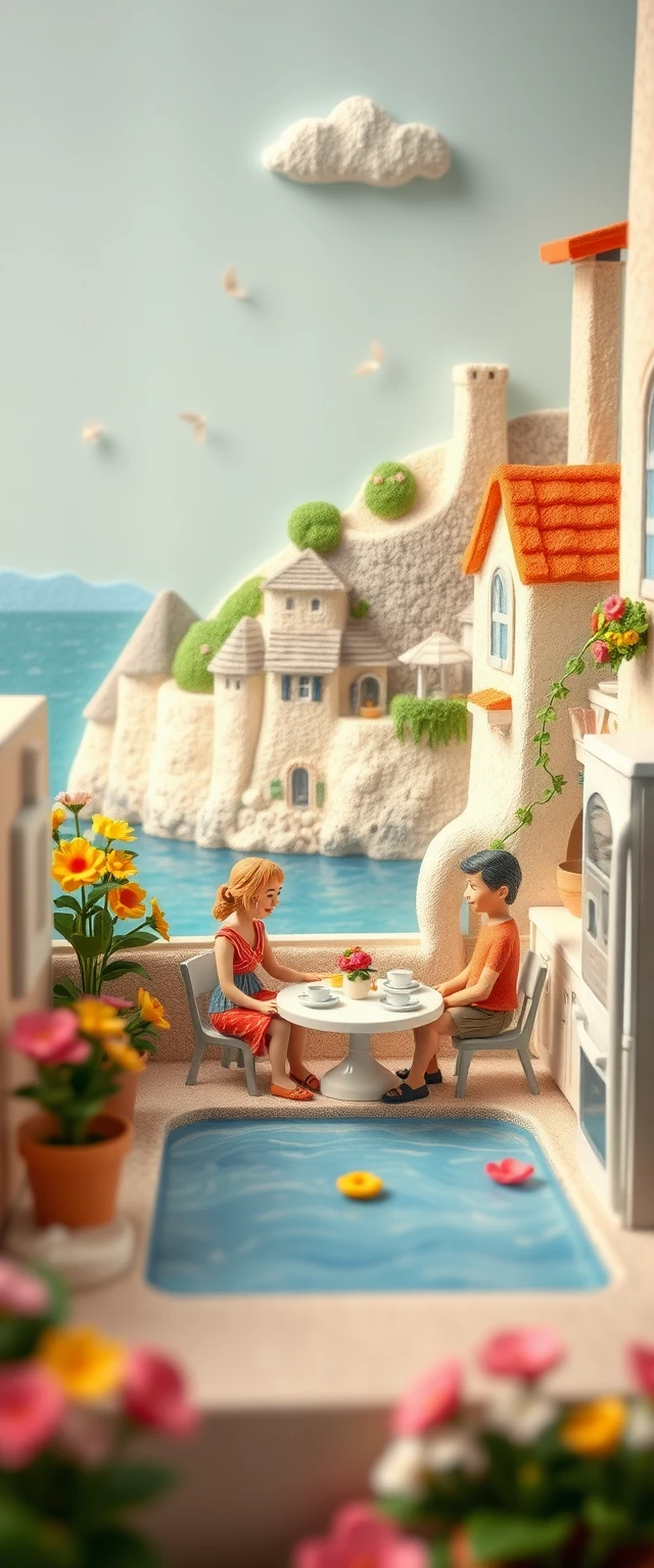 Whimsical French couple in a cozy claymation kitchen