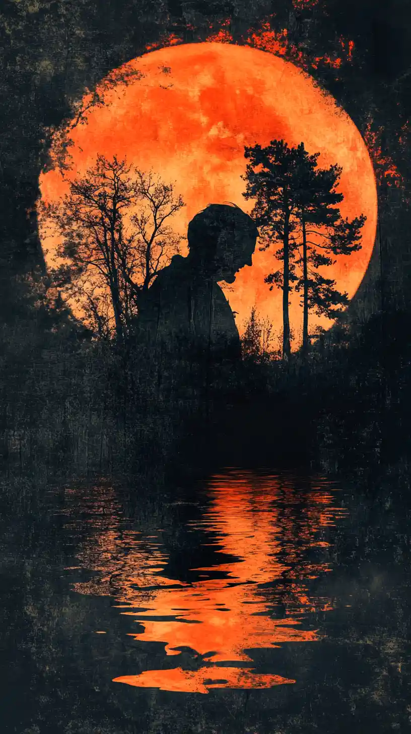 Double exposure of an old man with forest silhouette