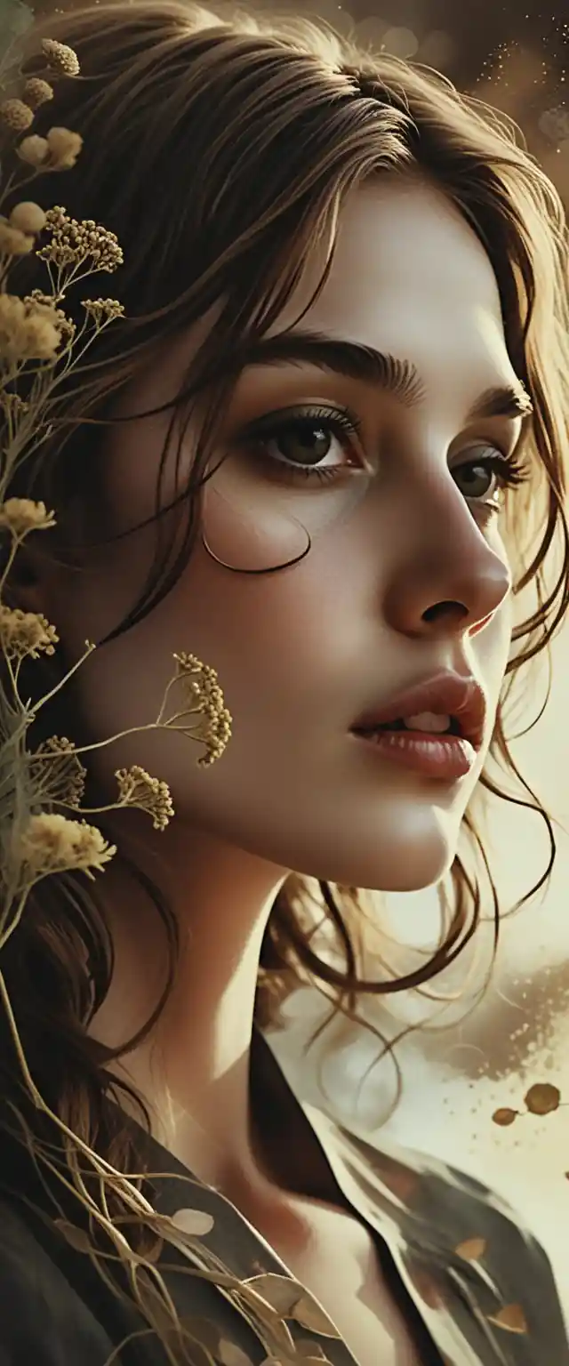 Botanical double exposure portrait of a young woman