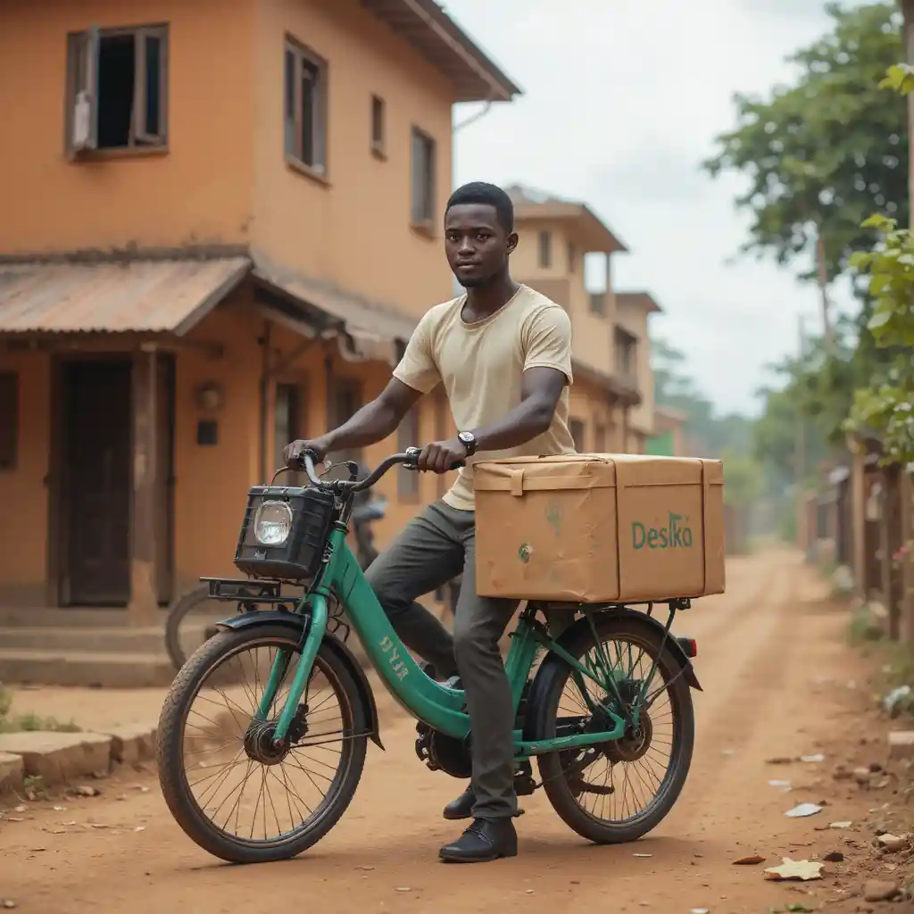 Young entrepreneur riding a solar powered delivery bike in city streets