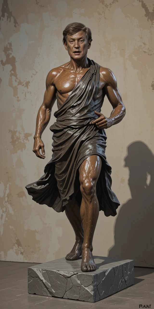 Bronze statue of running man with textured impressionist finish