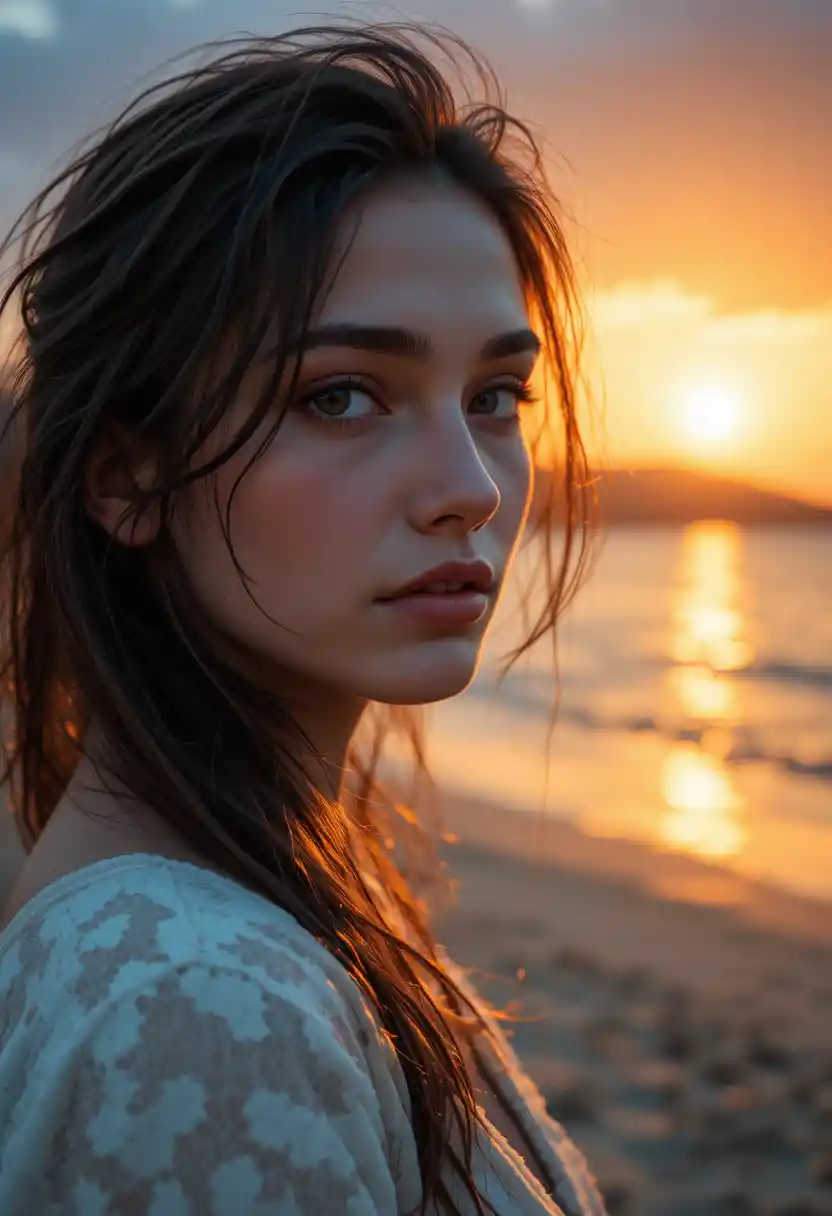Young woman walking alone on a tranquil Turkish beach