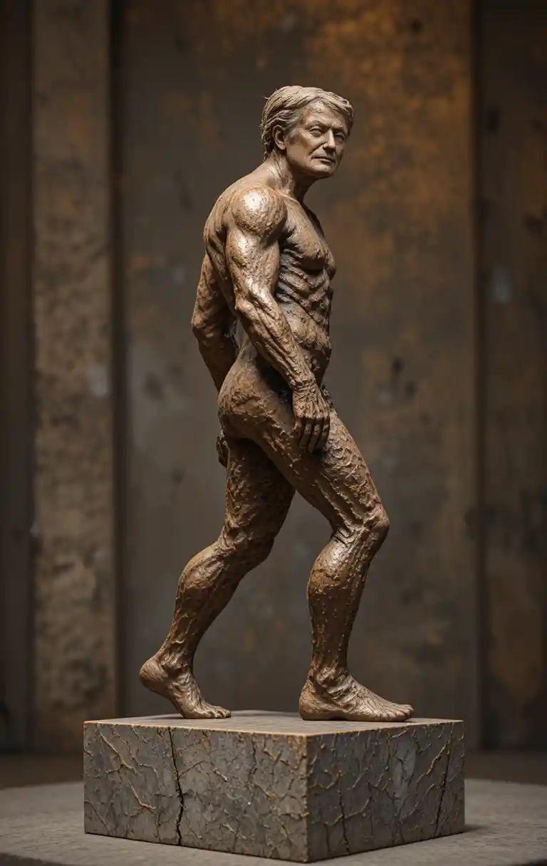 Bronzene männliche Skulptur im Profil auf rechteckigem Sockel
