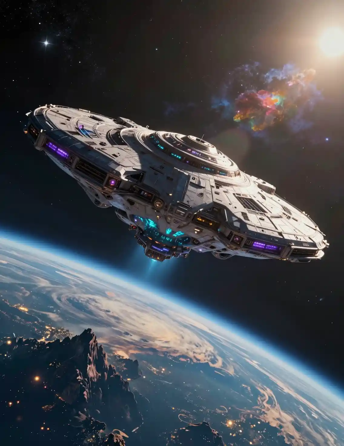 Colossal Alien Starship Orbiting A Distant Earth Like Planet