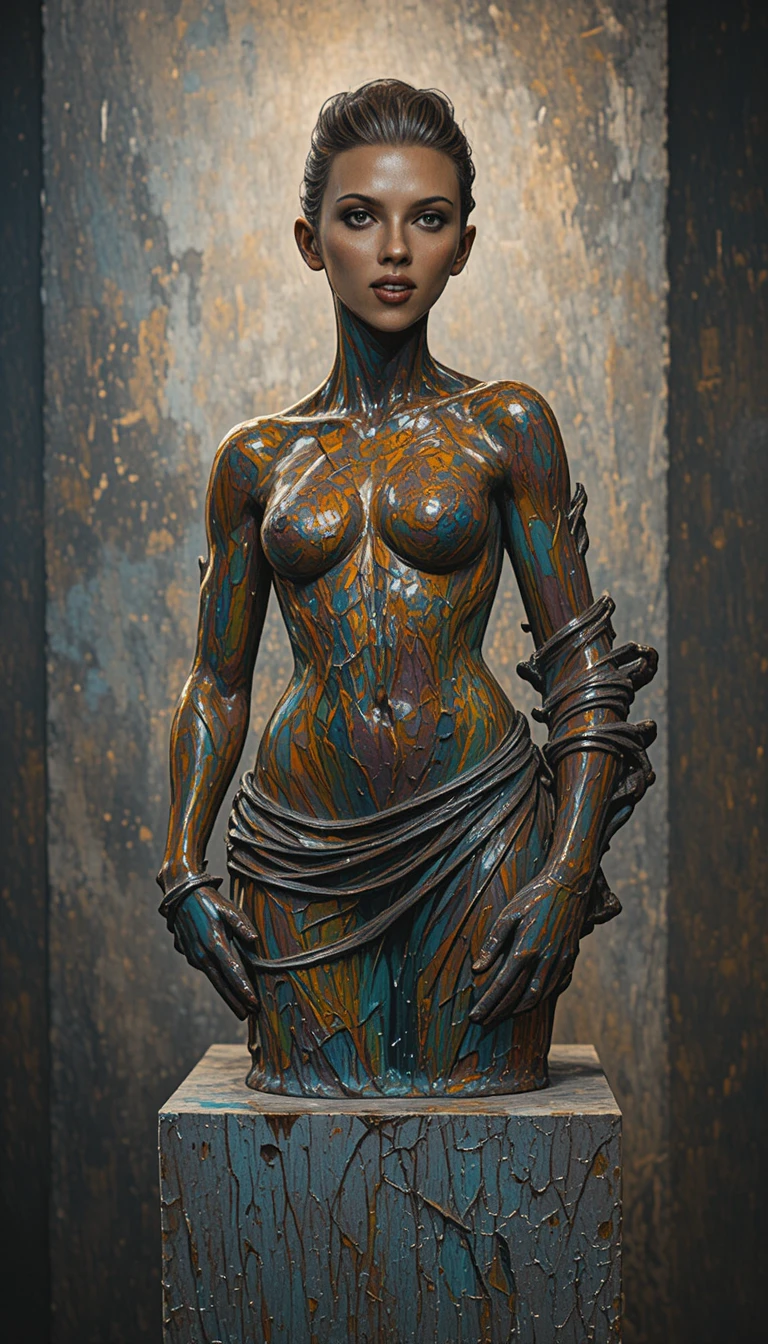 Bronze sculpture of a walking woman in dynamic stride