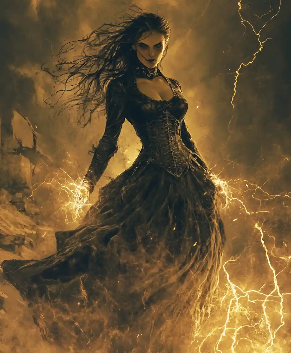 Warrior woman standing alone in the western frontier