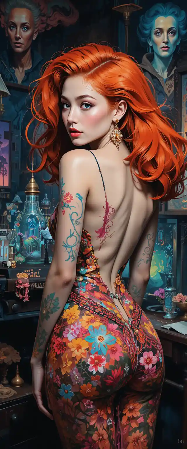 Close up of a glamorous woman with city skyline backdrop