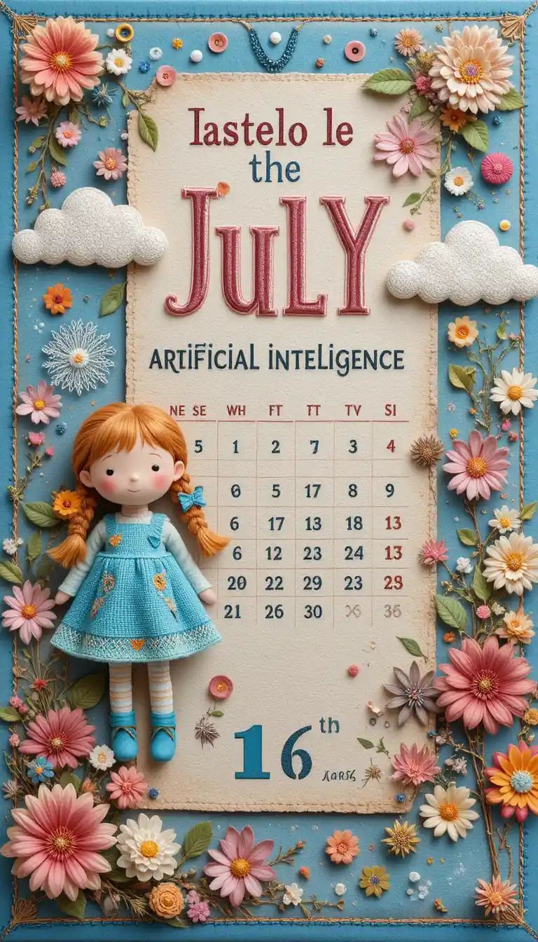 Joyful handmade calendar card for artificial intelligence day