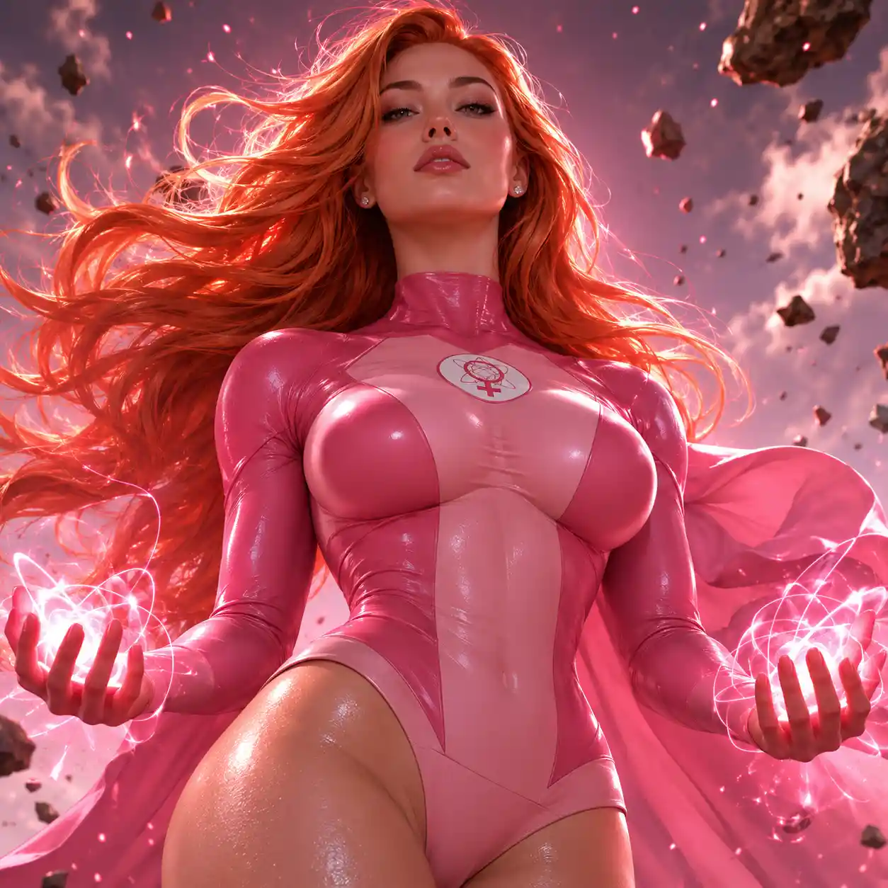 Mythic heroine facing the viewer in luminous fantasy realism