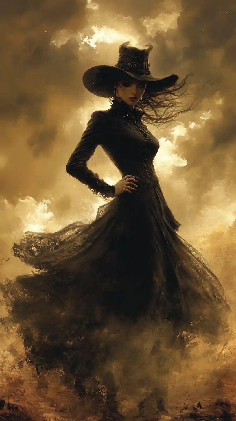 Woman warrior of the west with iron on her hips