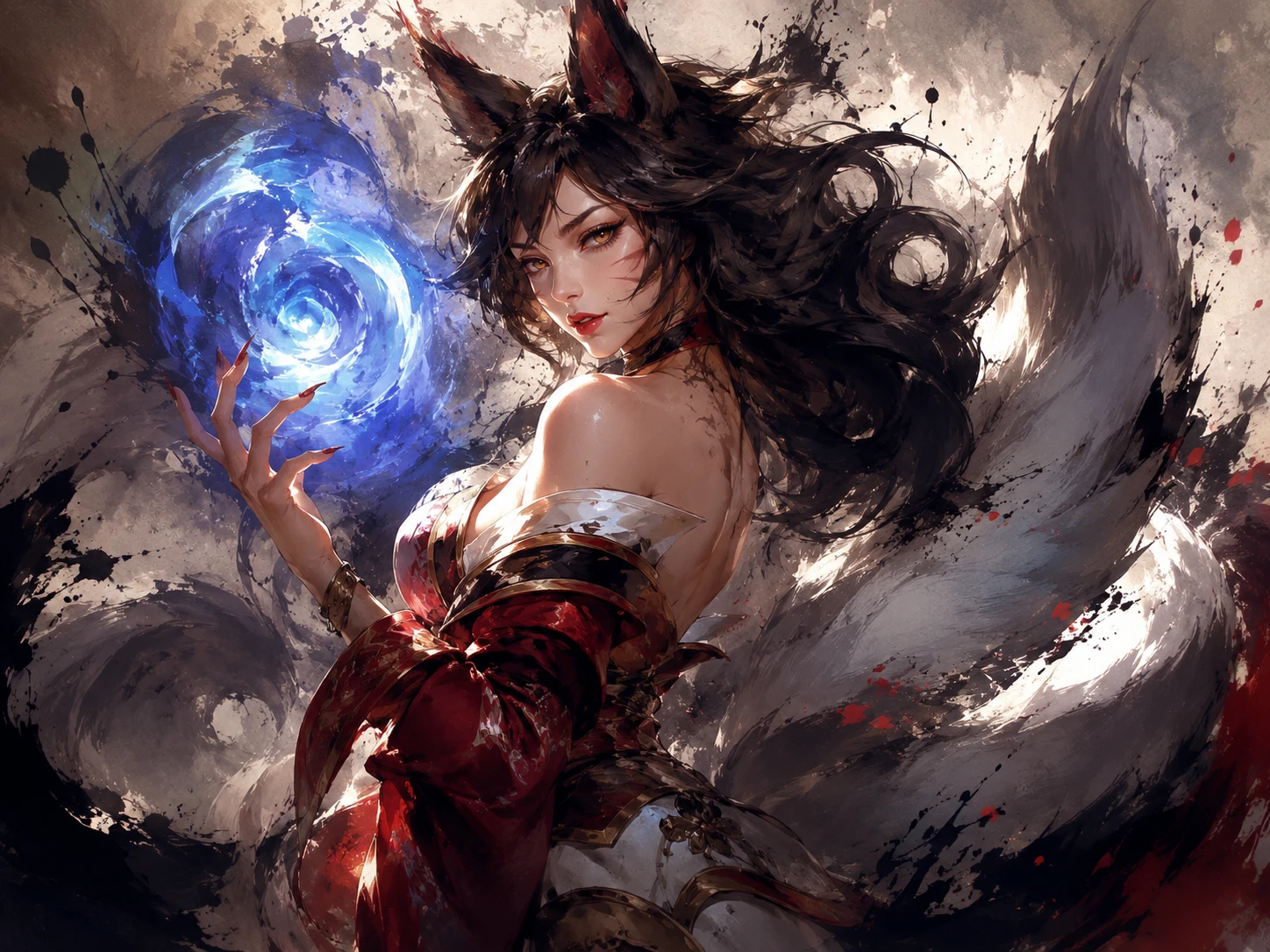 Epic fantasy heroine in dramatic light and shadow painting