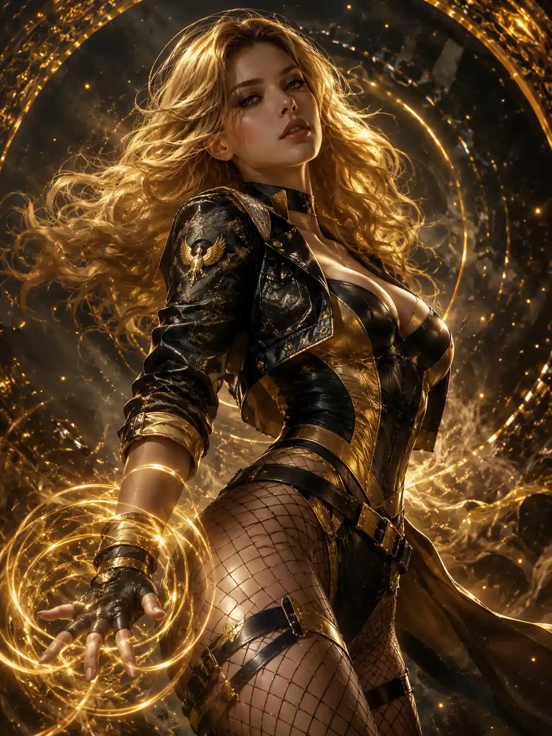 Epic fantasy warrior woman with fused heroic costume