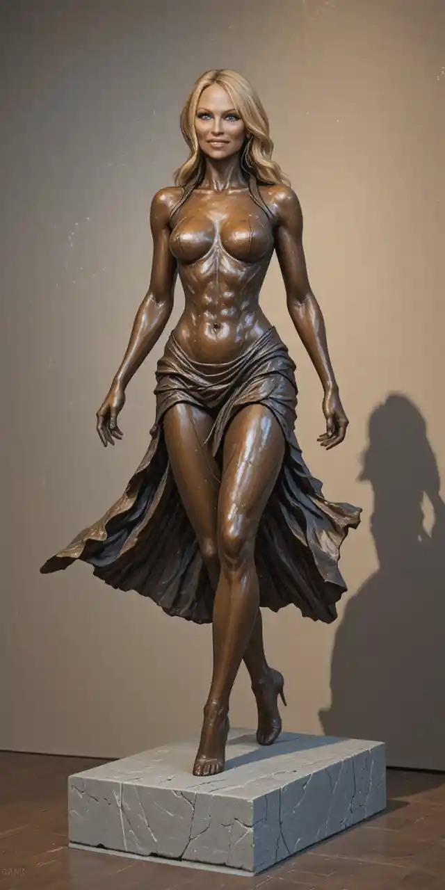 Bronze sculpture of a determined woman striding forward