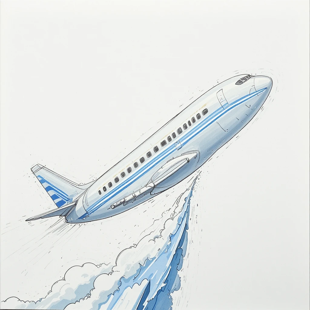 Silver passenger airplane illustration on white background