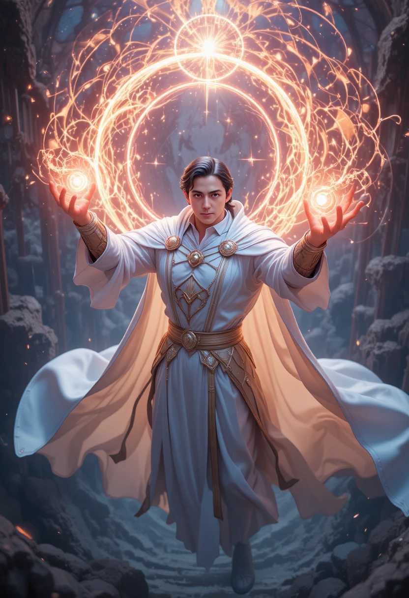 Mage casting a vast area spell from a high angle