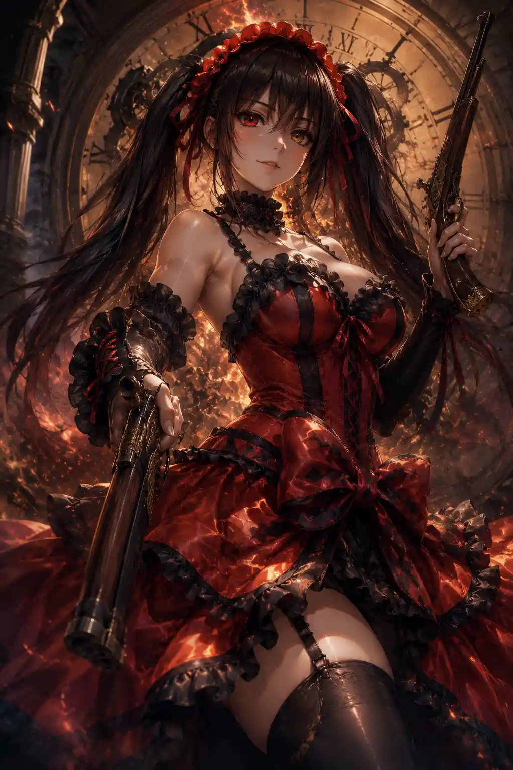 Epic fantasy woman framed in vivid cinematic light