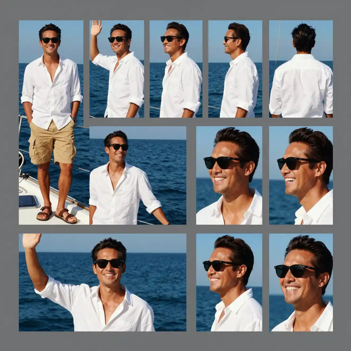 Smiling man on a sailboat in bright Manila Bay sunlight