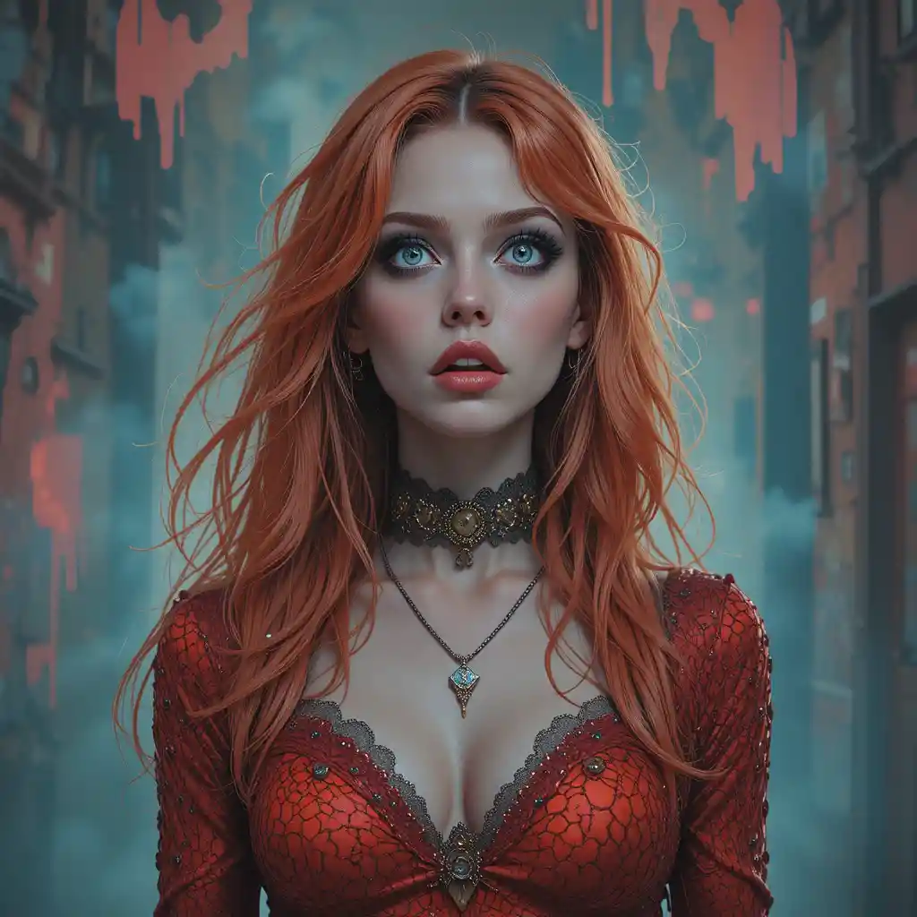 Surreal portrait of Miranda Deen standing alone awake