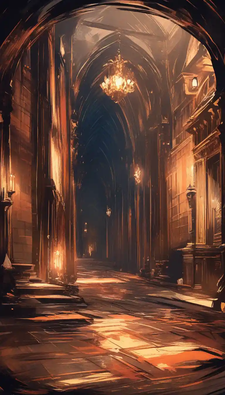 Anime woman lying twisted in a decaying medieval palace