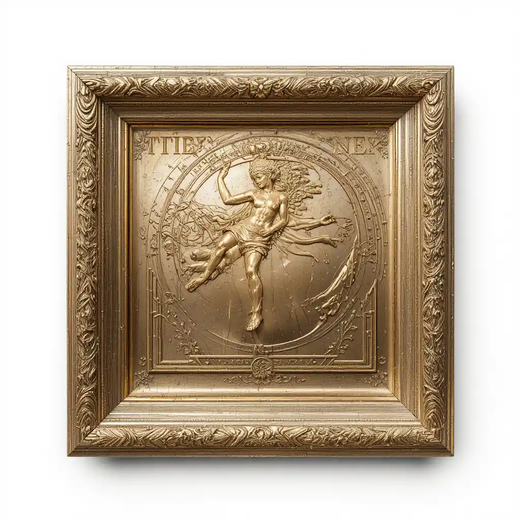 Golden bronze rectangular pedestal on white background