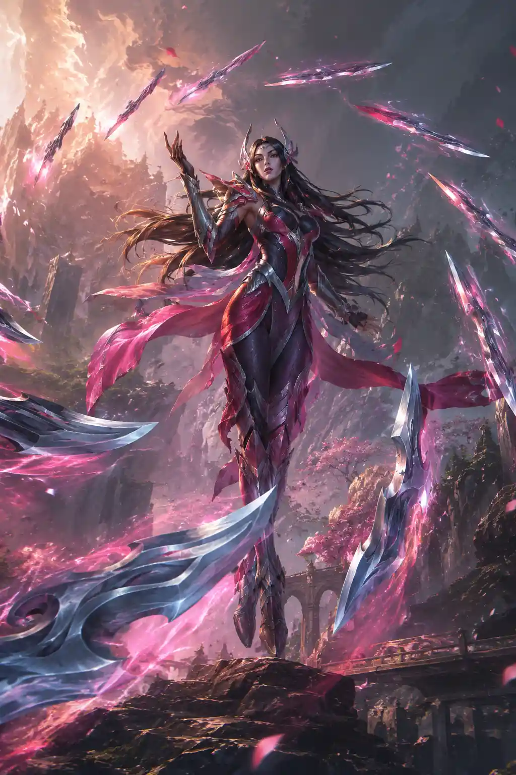 Fantasy blade dancer warrior in cinematic dramatic light