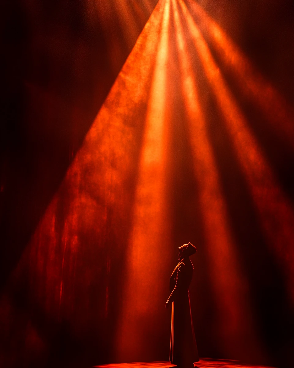 Surreal operatic vision of a soul on celestial trial