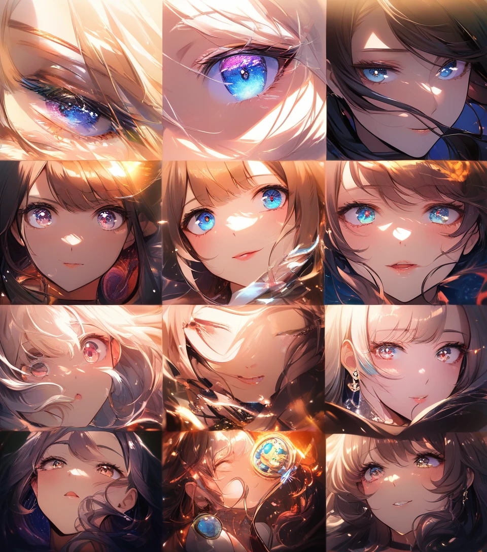 Anime girl close up gazing at glowing sunset sky