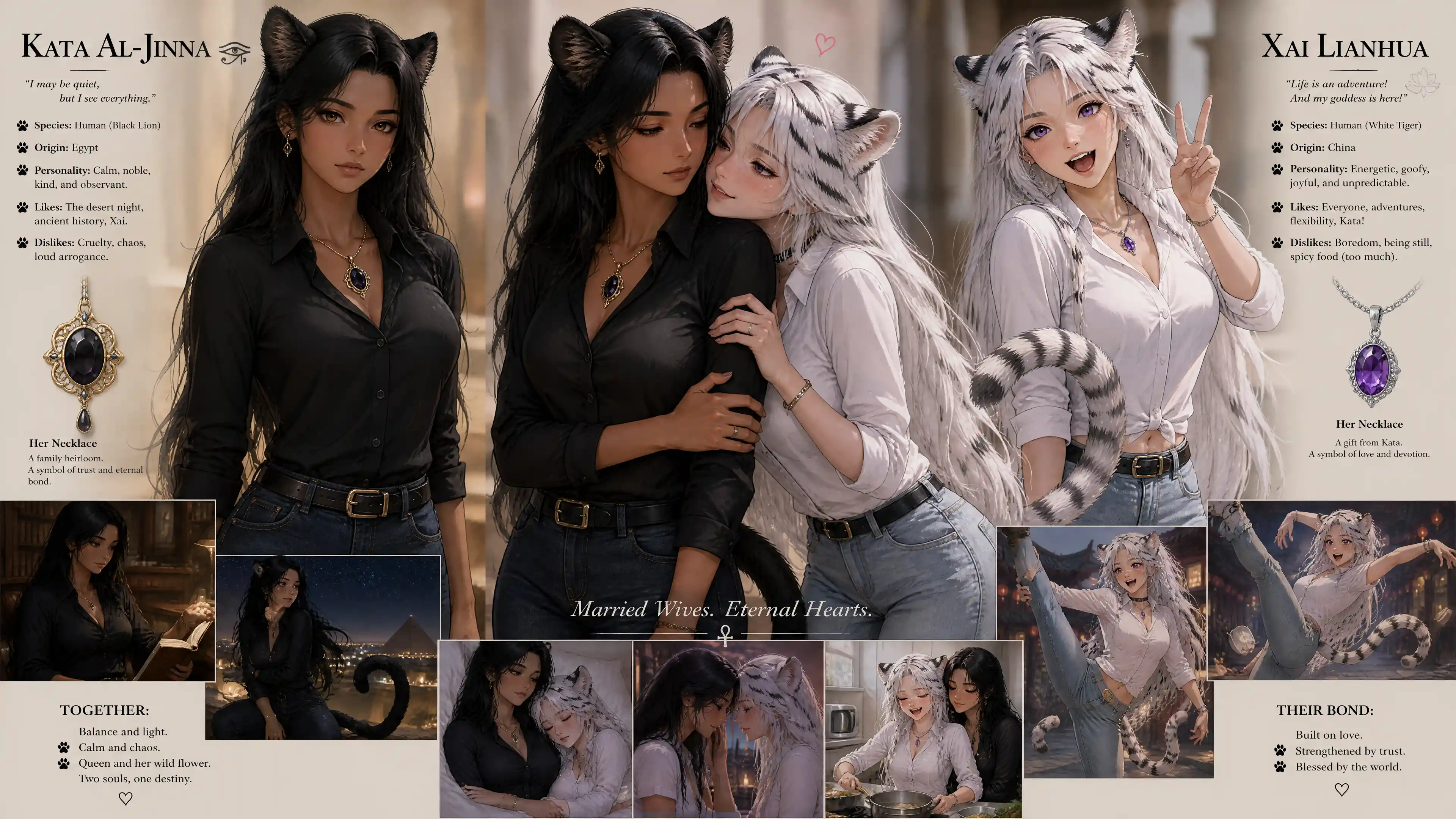 Egyptian woman with black lion traits in casual outfit