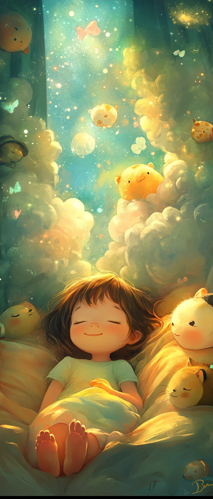 明亮粉彩色的奇幻童話故事書插畫