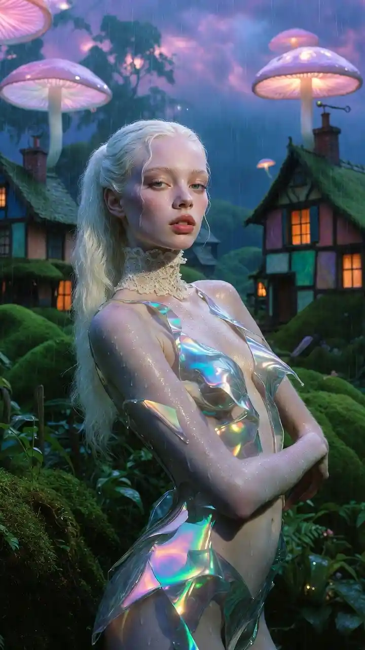 Cinematic portrait of an ethereal woman in futuristic fashion
