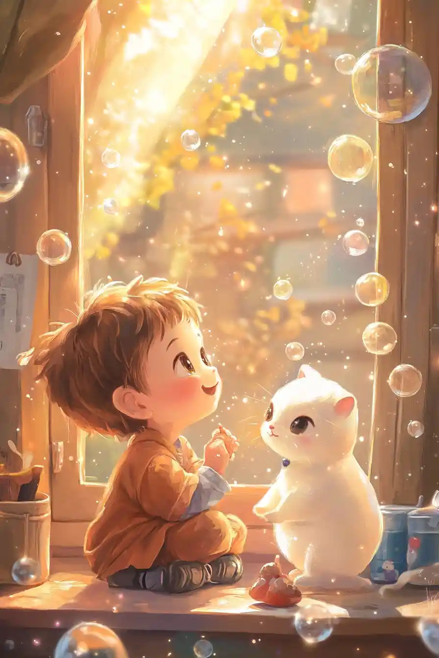 Whimsical childrens storybook illustration in bright pastel colors