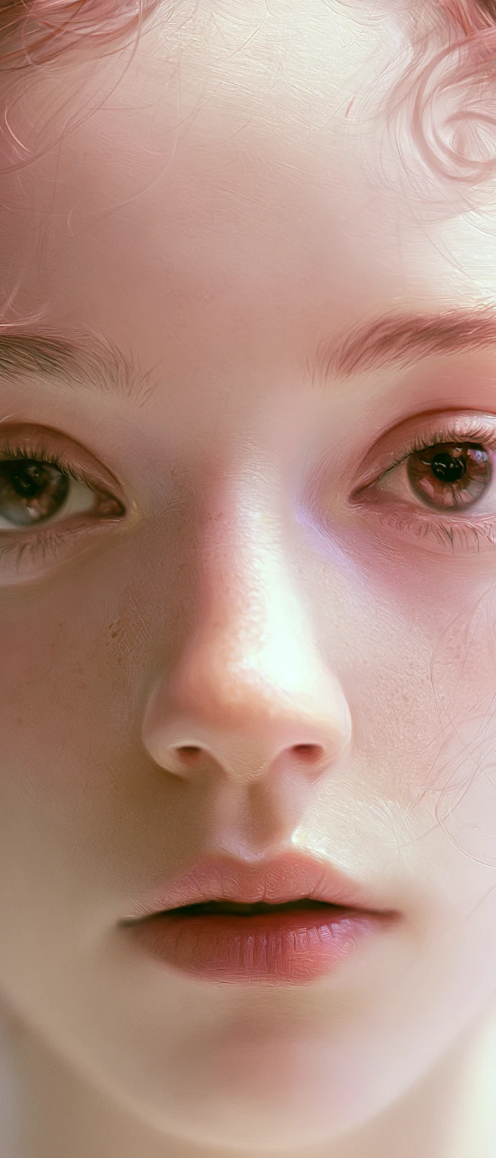 Surreal pastel portrait of a woman with grotesque features