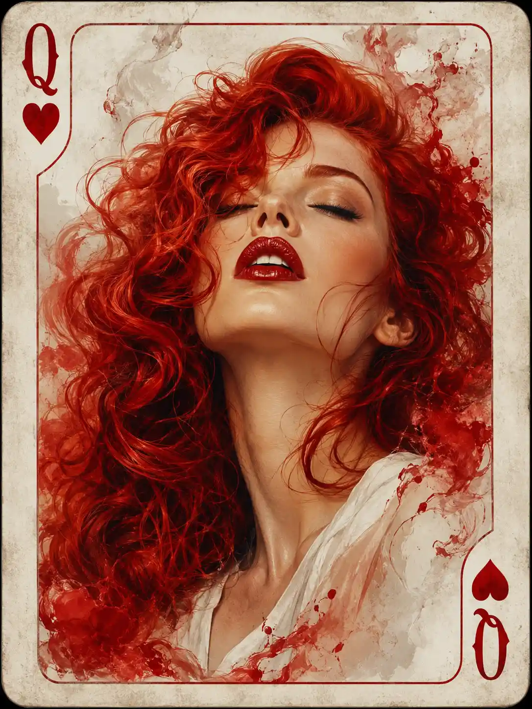 Red haired woman in dreamy close up digital portrait