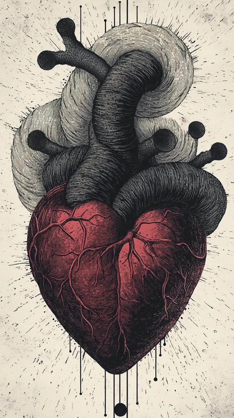Cuore anatomico che si fonde in tunnel ottici ipnotici