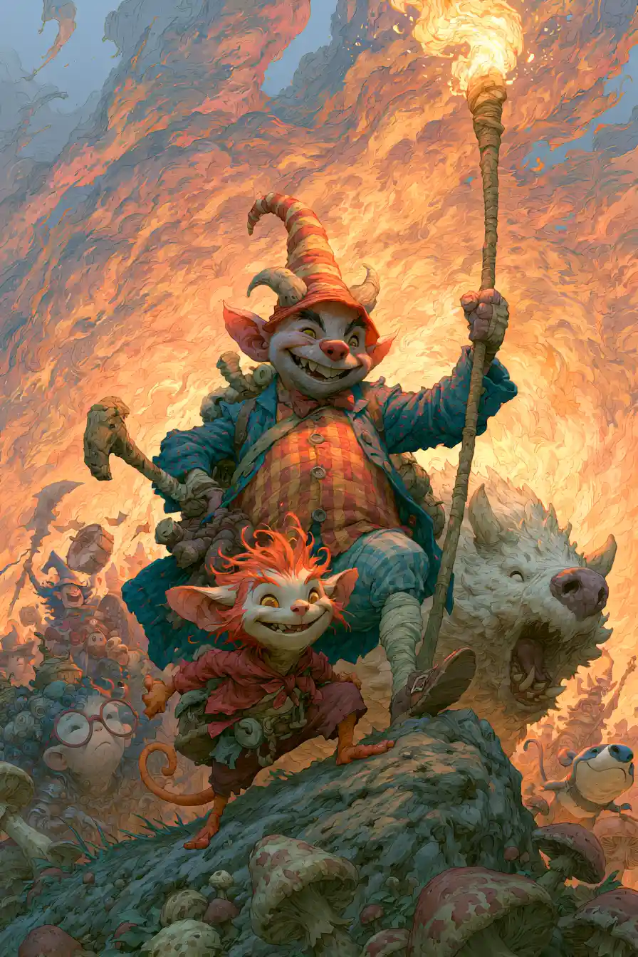 Whimsical Fantasy Creature In A Colorful Epic Landscape