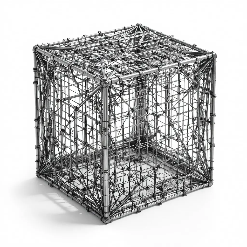 Solid stainless steel cube block on white background