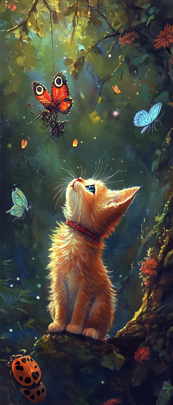 Cute painterly animal in a serene fantasy nature dreamscape