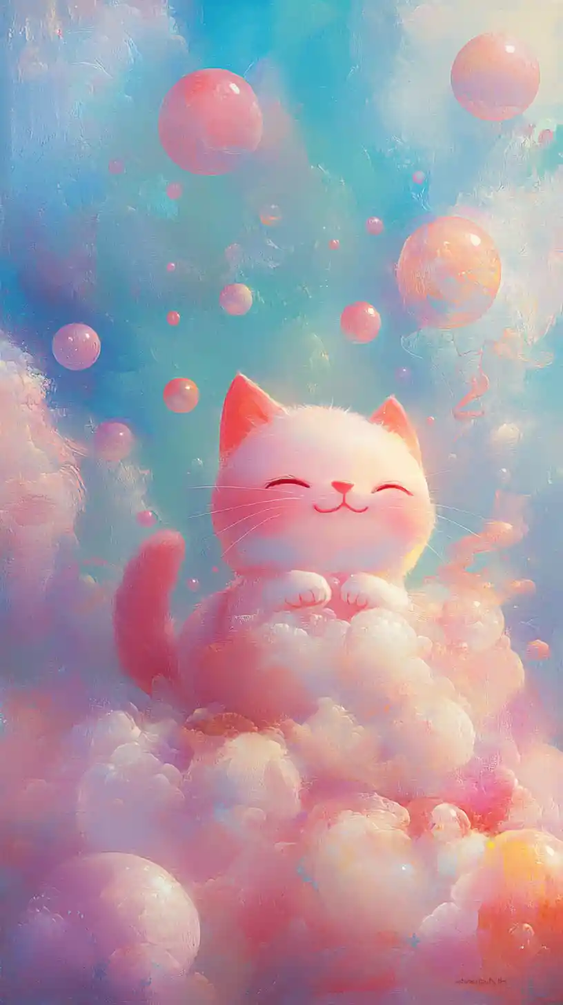 Cute anime character in bright pastel whimsical style