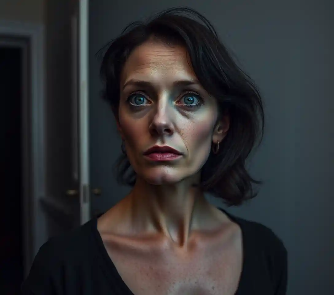 Portrait surréaliste et assuré d’une femme dans une lumière douce