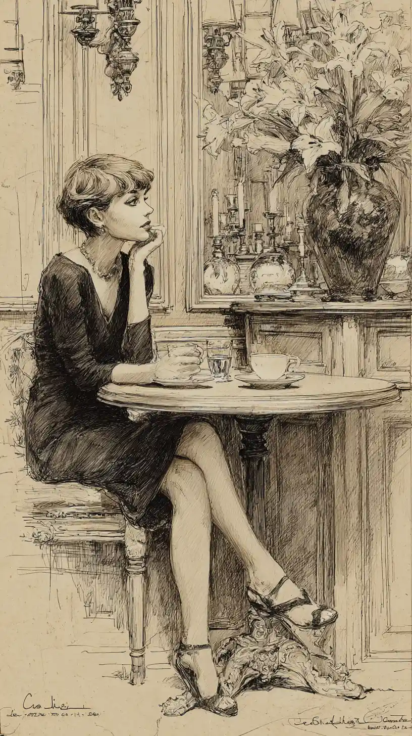 Young woman with coffee in a quiet cafe interior