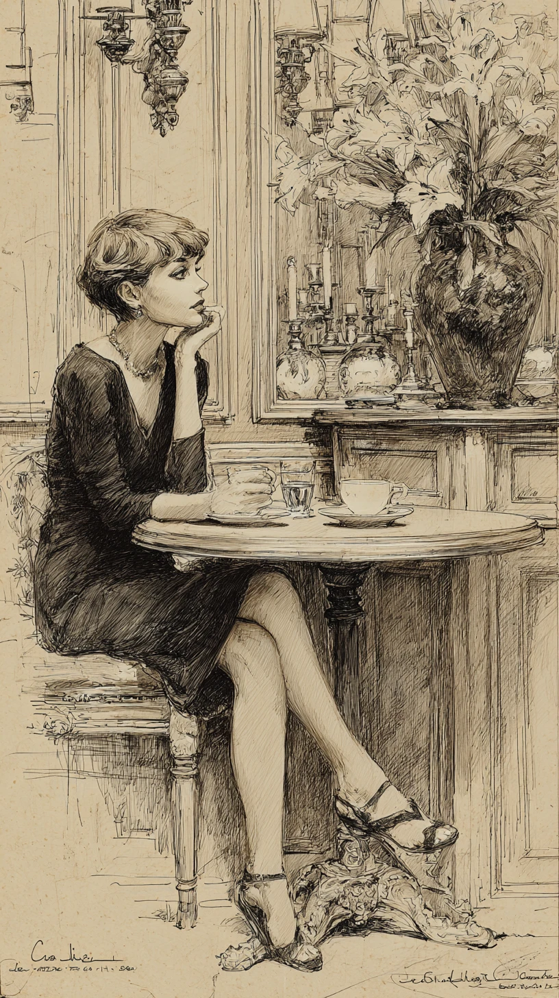 Young woman with coffee in a quiet cafe interior