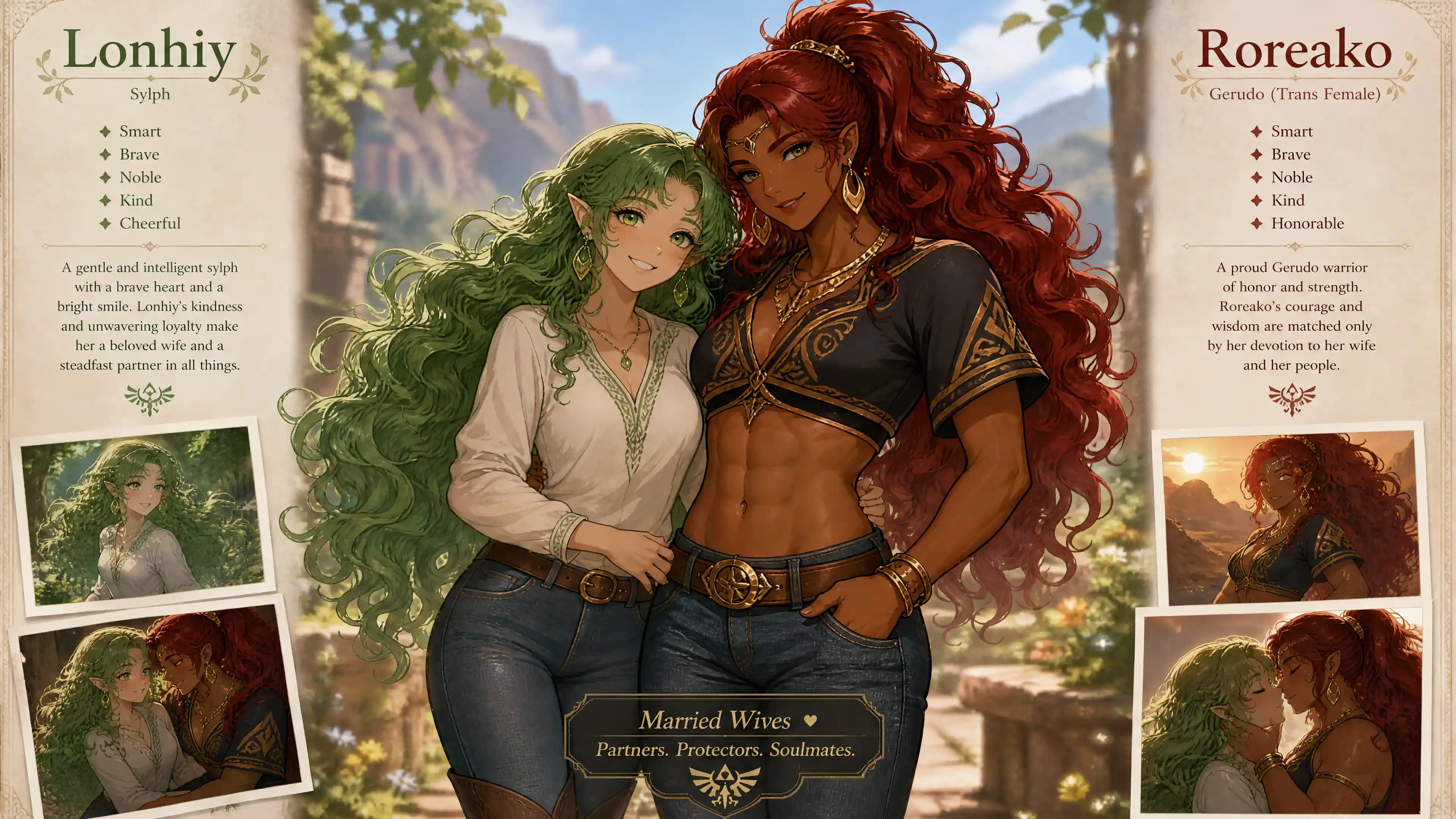 Cute green haired sylph woman in casual modern outfit