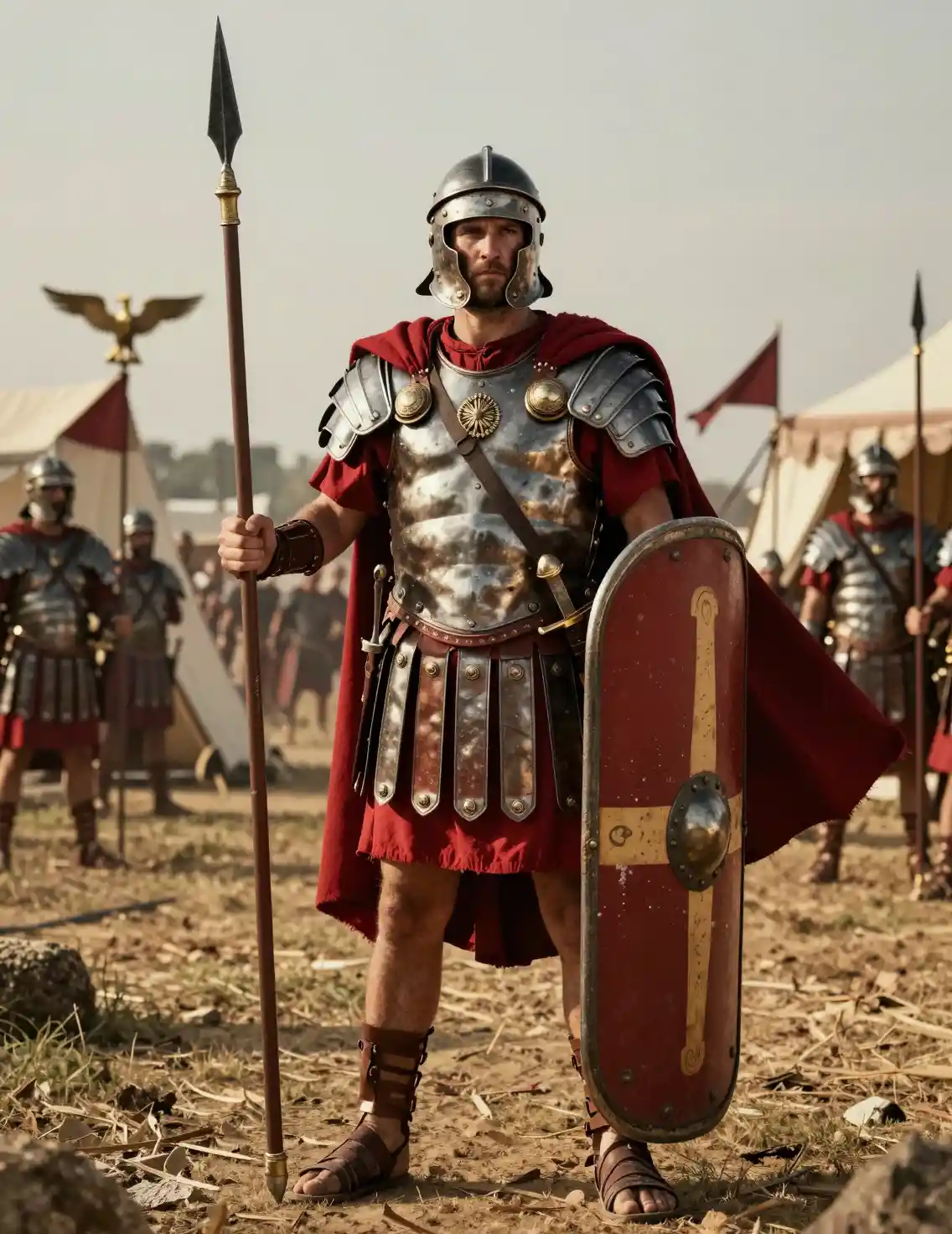 Roman legionnaire portrait at a frontier military camp